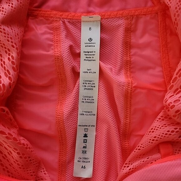 Lululemon Run Nothing To Hide Jacket Flash Coral Pink Mesh Panels Back Size 8 - Picture 6 of 13